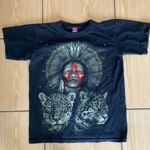 Cotton American Native American Warrior Tiger T Shirt S